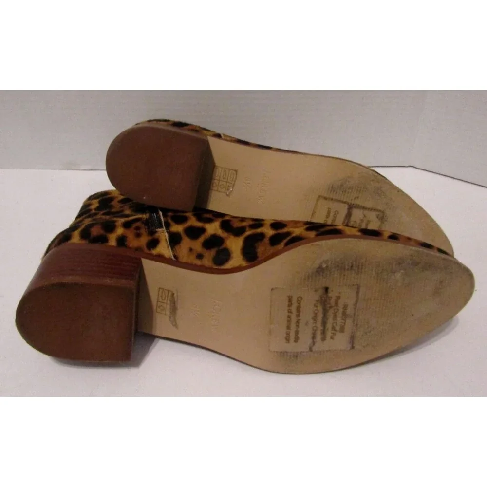 JCrew Walker Ankle Boots Walker Calf Hair Leopard Print Booties Size 8.5